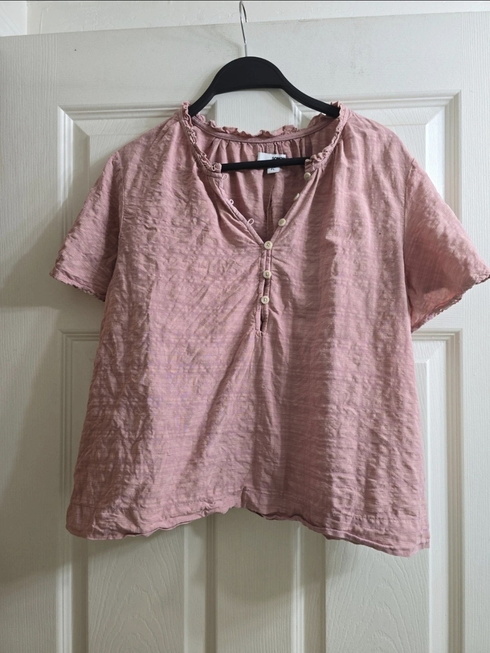 Sonoma Women's Pink Short-Sleeve Button Blouse